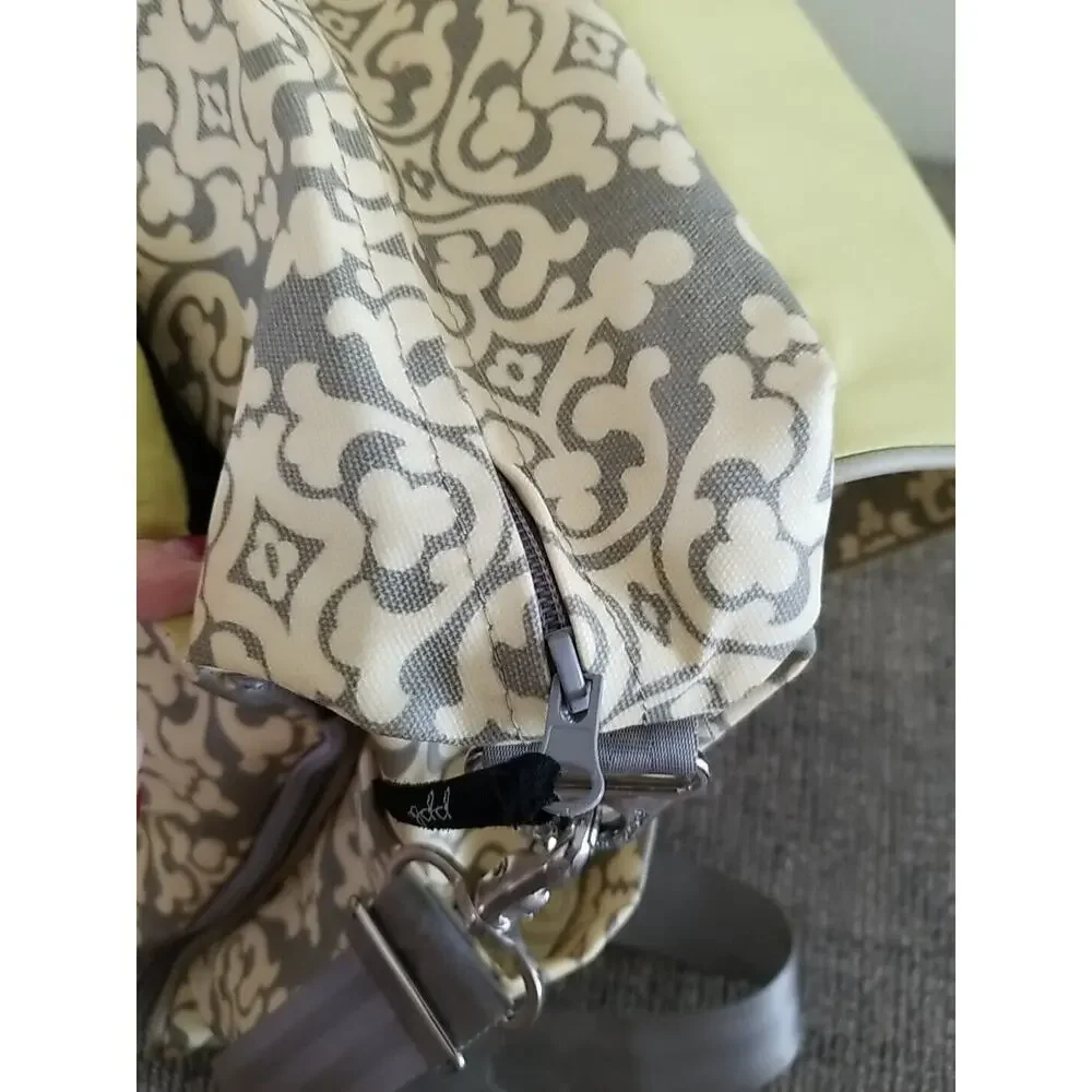 Petunia Pickle Bottom Backpack Shoulder Diaper‎ Bag Gray Light Yellow Green
